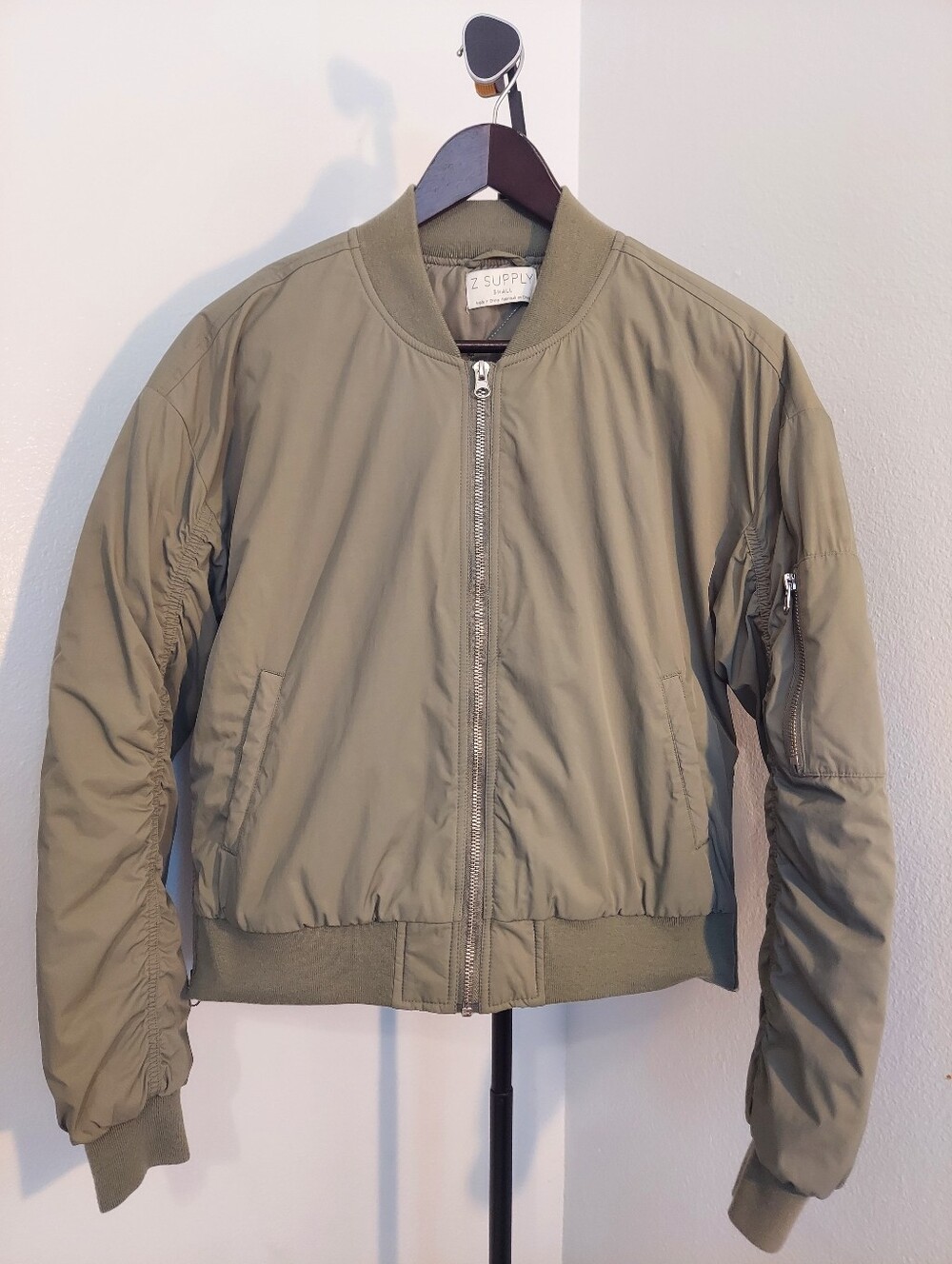 Z Supply Green Suri Bomber Women's Full Zipper Front Jacket Size S